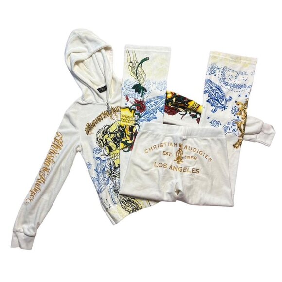 ISO VINTAGE ED HARDY TRACKSUIT Size top XL bottoms M, L 🐍❤️💀 - Picture 3 of 9